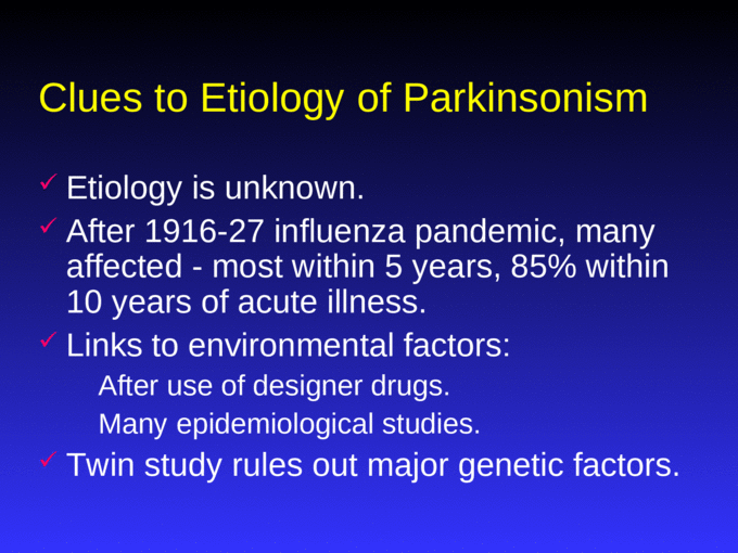 Environmental Factors and Parkinsons Disease