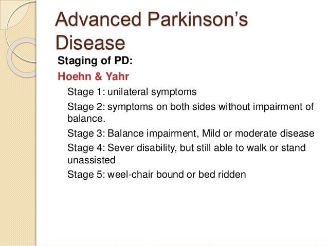 Management of advanced parkinsons disease