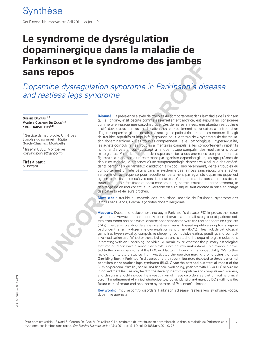 (PDF) Dopamine dysregulation syndrome in Parkinson