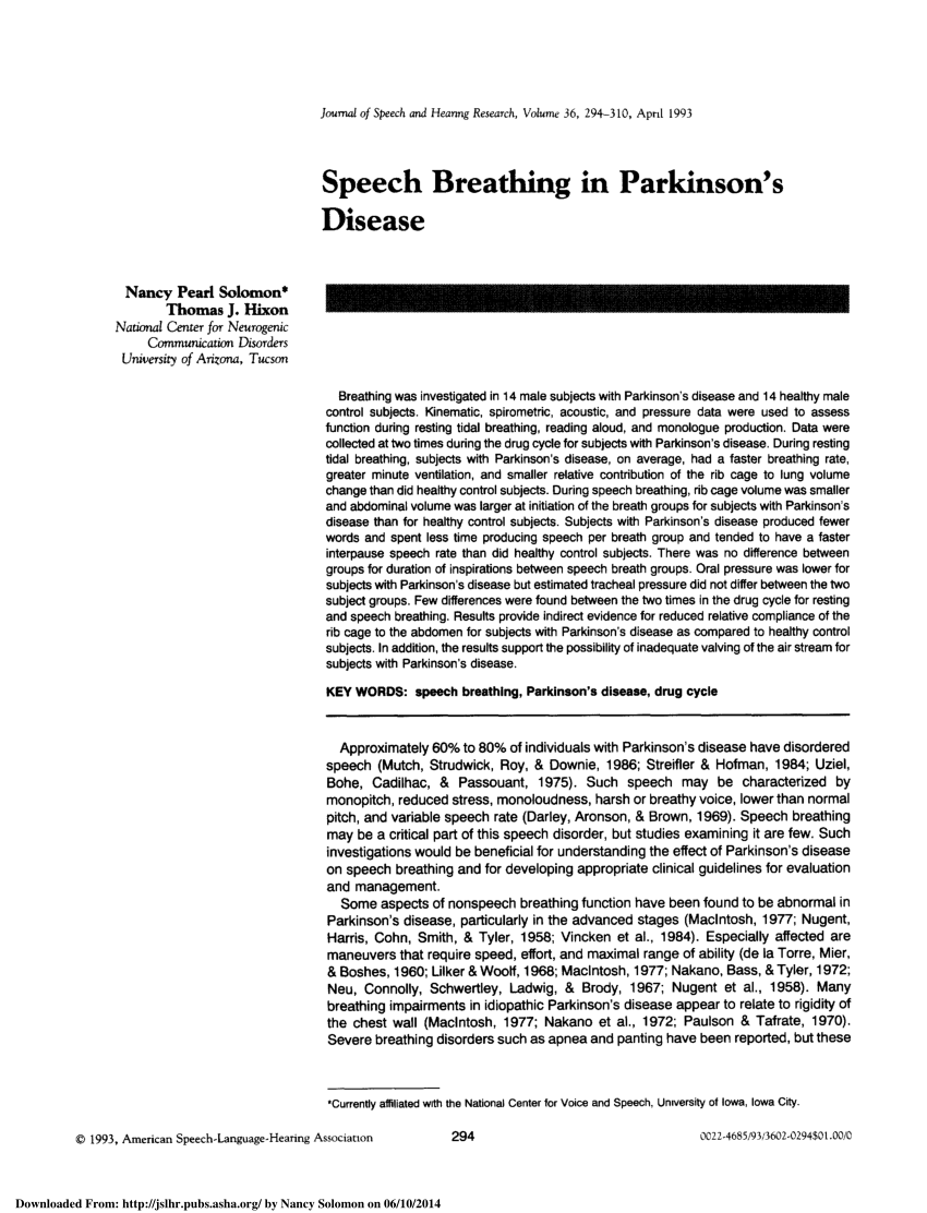 (PDF) Speech Breathing in Parkinson